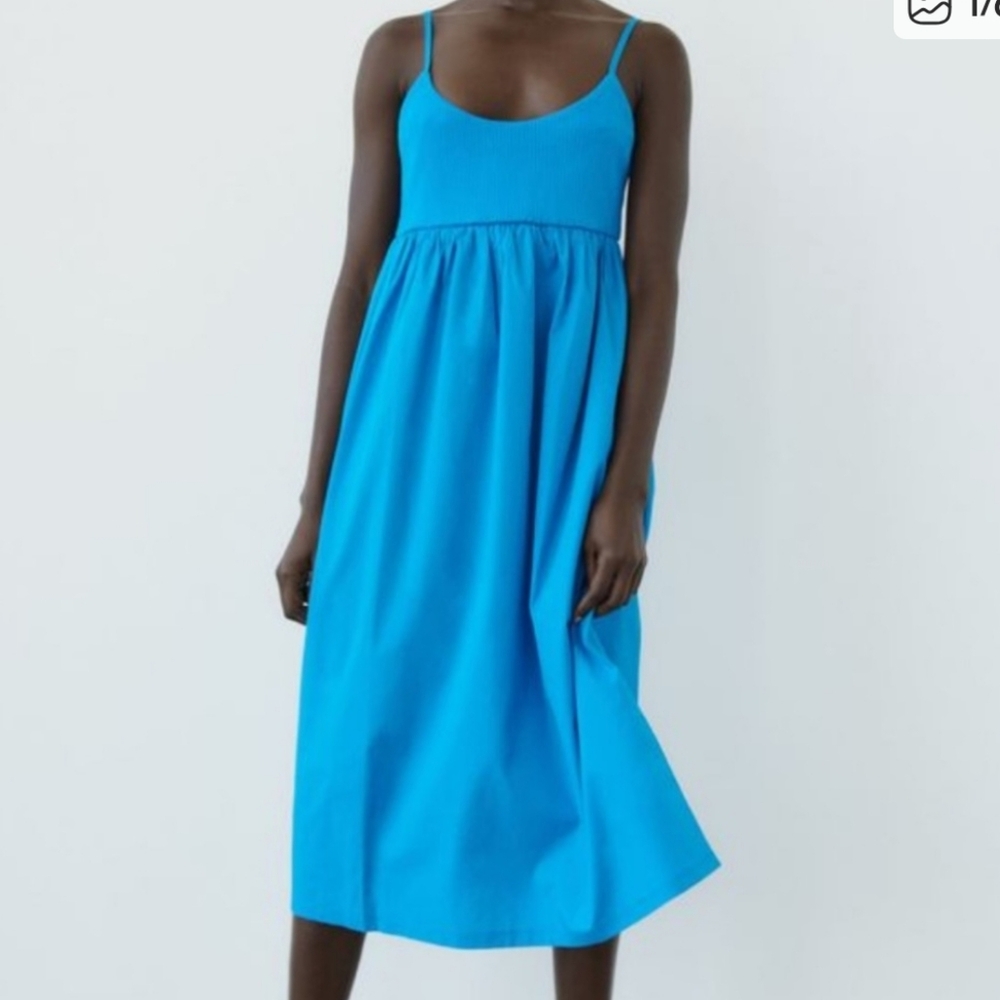 Zara Vibrant Blue Midi Dress Sleeveless